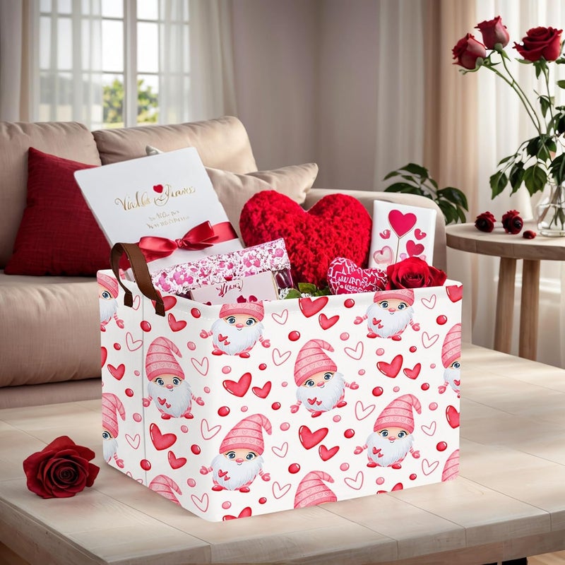 SETAMA Cute Large Valentine's Day Gift Basket Empty Heart Decor Storage Bin for Kid Baby Room Décor (Dwarf Elf Love) - Image 2